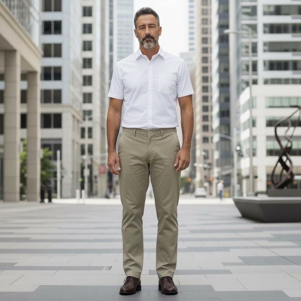 Lee Flat Front  Khaki pant Men's 42x32 Total Freedom Stretch Relaxed‎